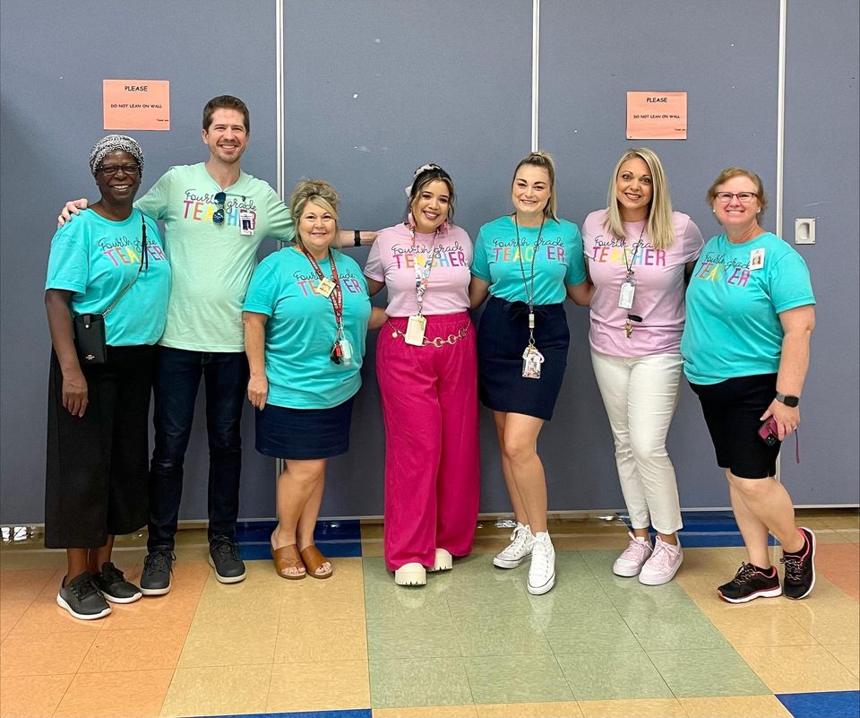 Fourth Grade team left to right Mrs. Bradford, Mr. Green, Mrs. Agnew, Ms. Valle Del Rio, Mrs. Mauchin, Mrs. Maupin, and Mrs. Hubbell