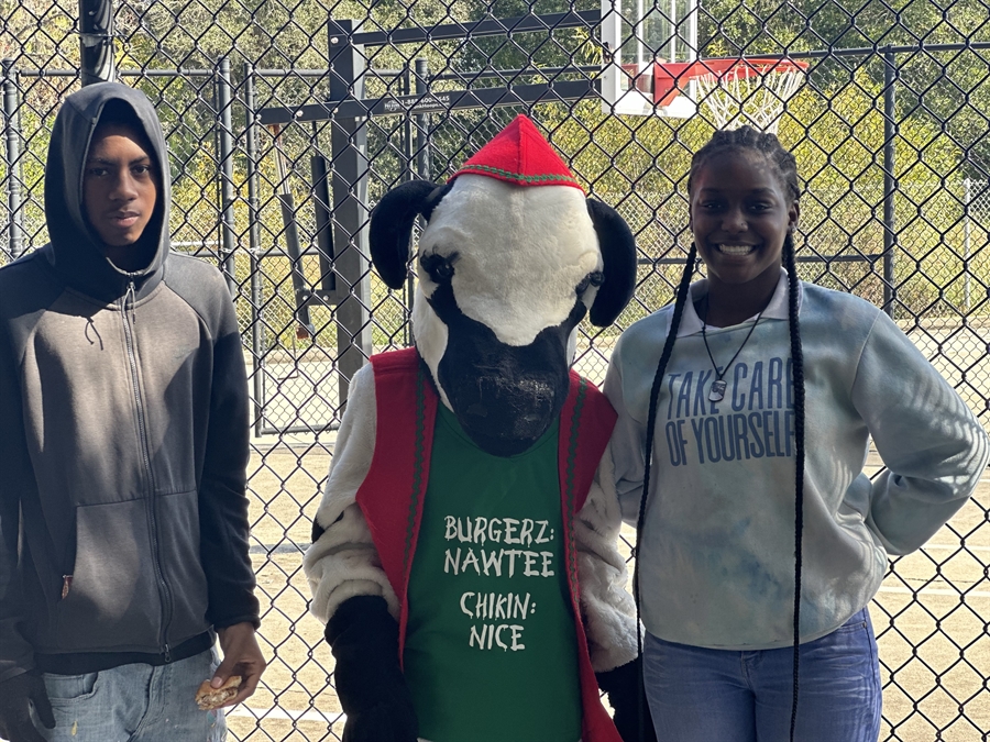 Students with Chick-fil-a cow