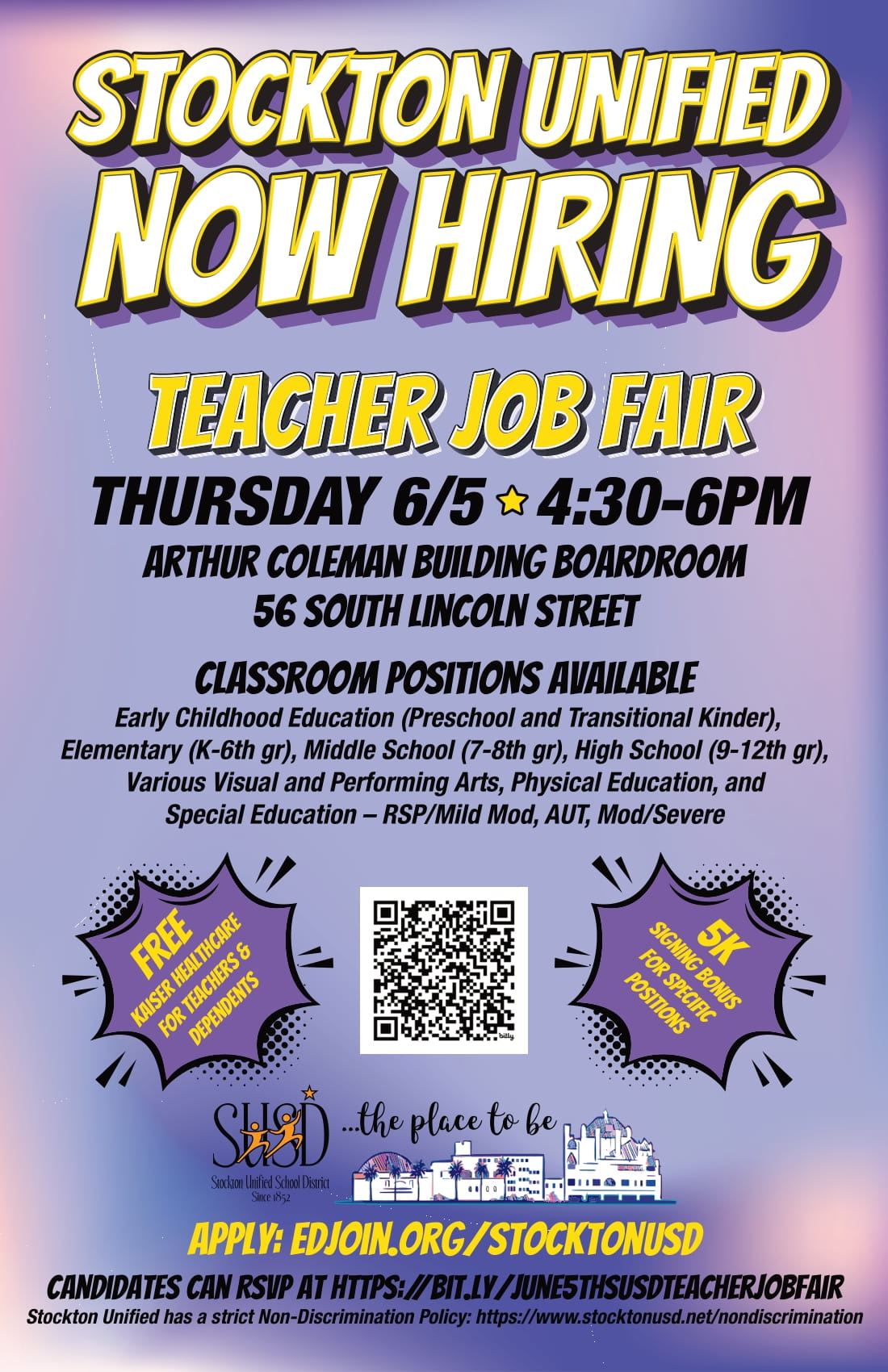  Join us for a Teacher Job Fair June 5th from 4:30-6pm