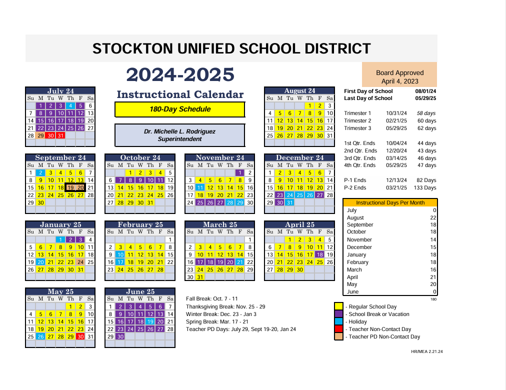 2024-25 Instructional Calendar