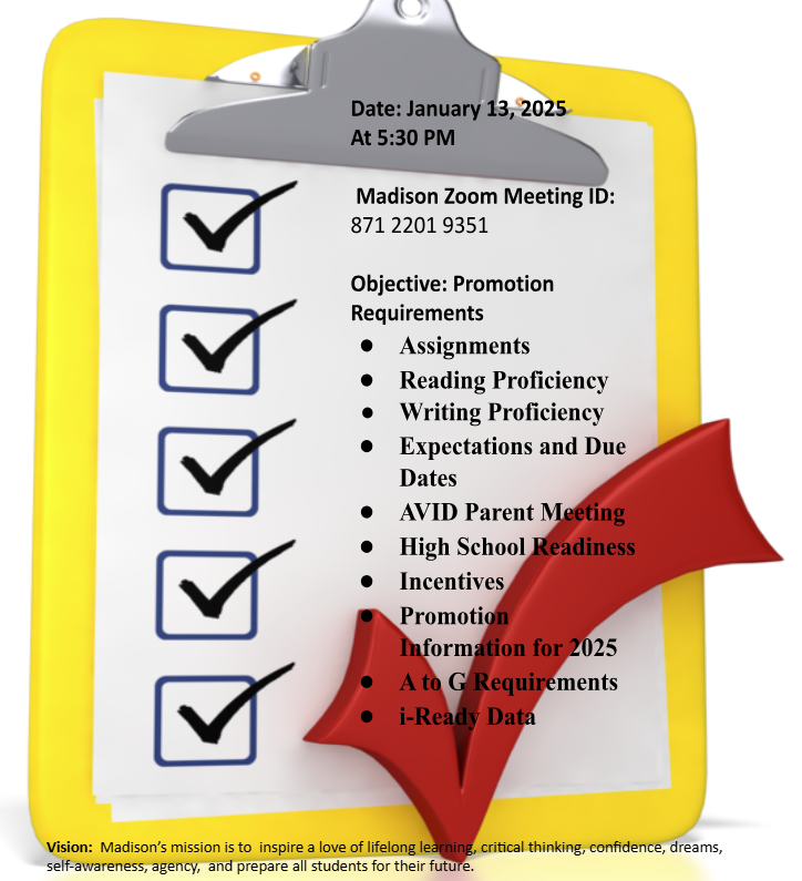  Mandatory 8th-Grade Parent Meeting - January 13th at 5:30 PM