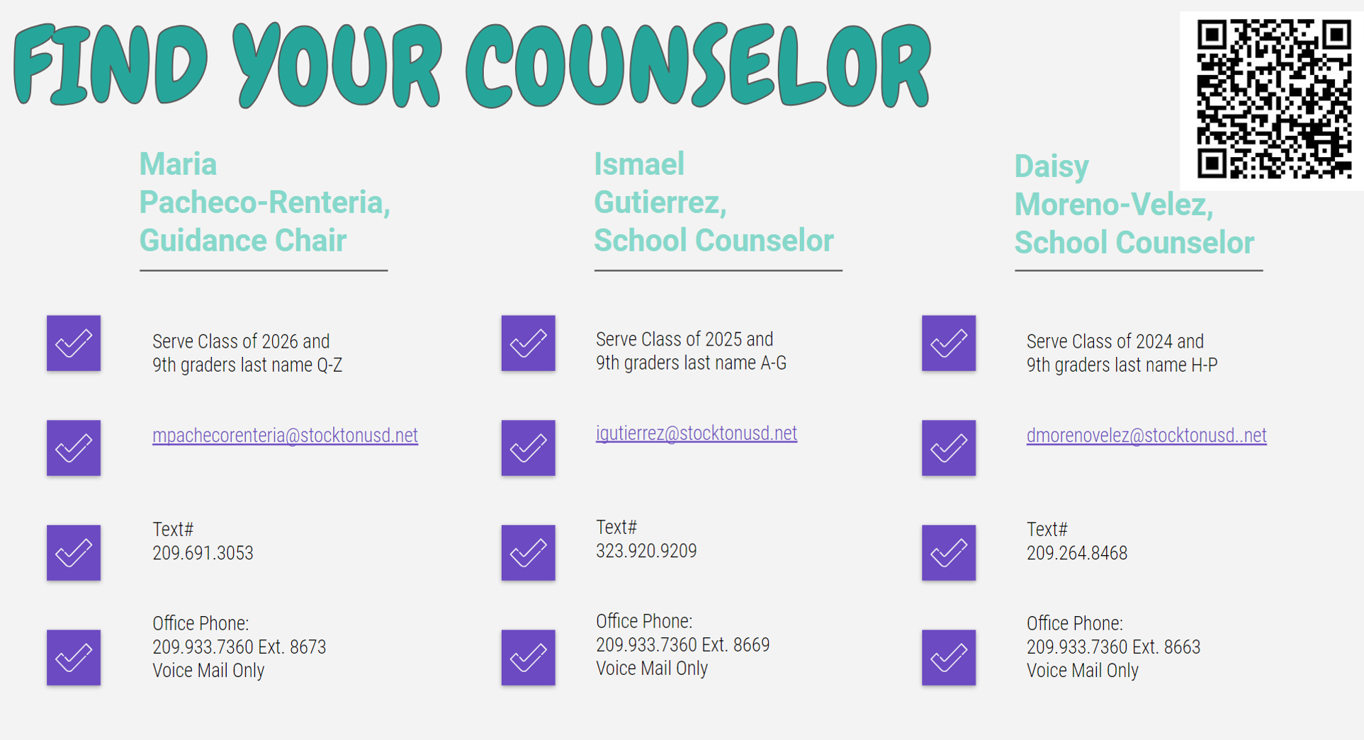 Counselor information