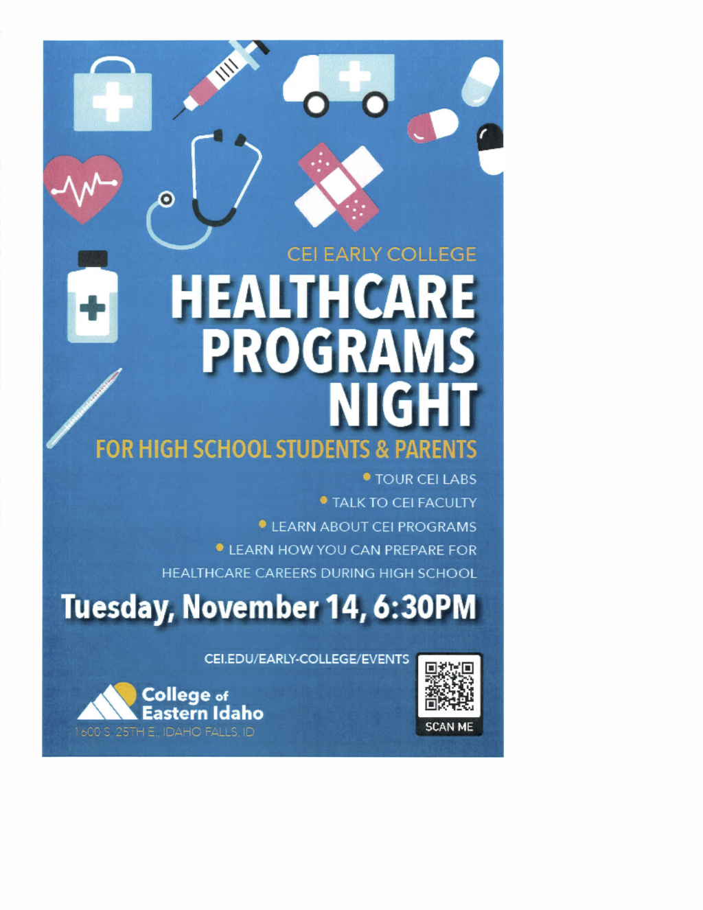 Flyer for Healthcare Programs Night