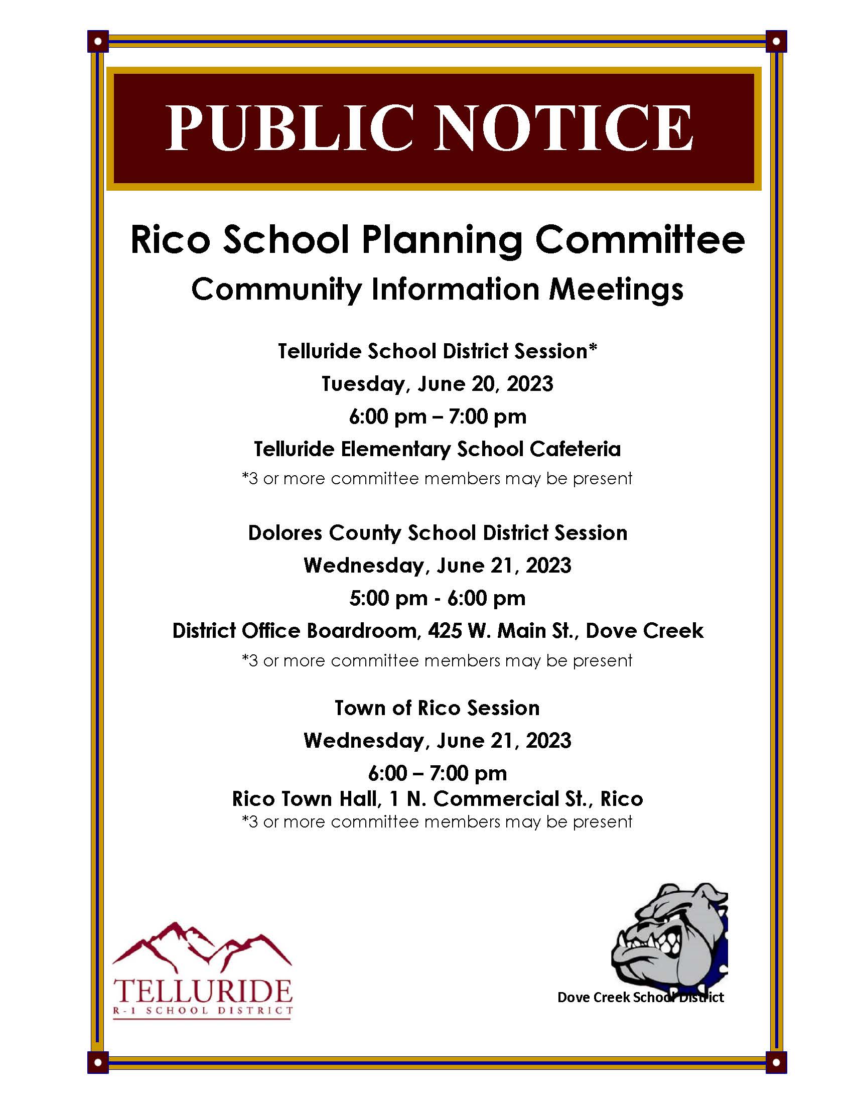 Public Notice - Rico Meeting 4/20/23