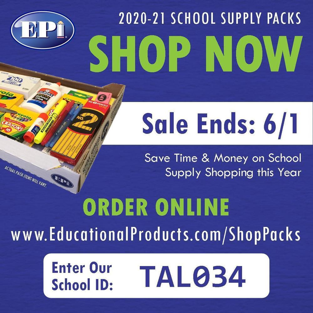 2020-2021 School Supply Packs Online Orders