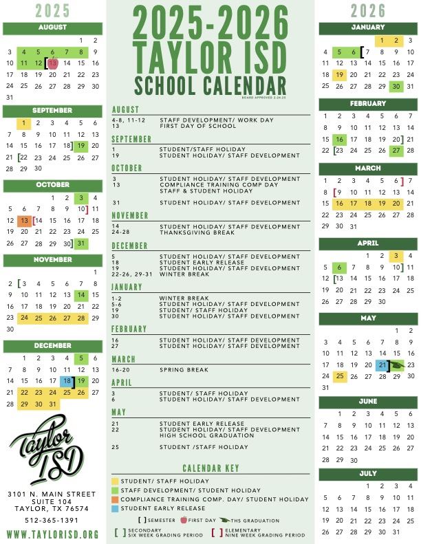 2025-2026 School Calendar