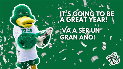 Back to school mascot with confetti