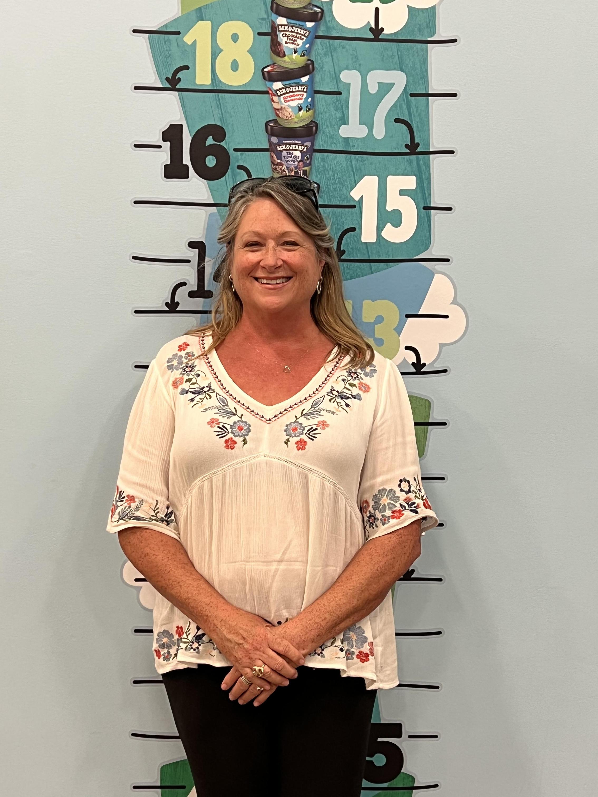 At Ben & Jerry's in Vermont. I'm 15.5 pints tall!!