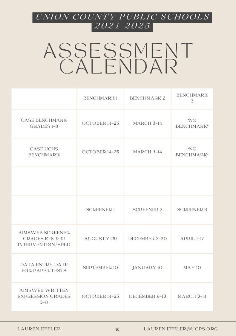District Testing Calendar 24/25