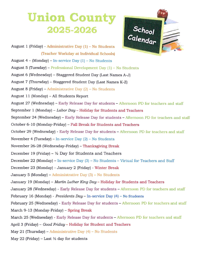 25-26 School Calendar