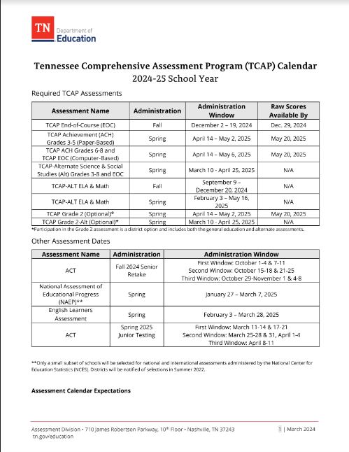 State Testing Calendar 24-25