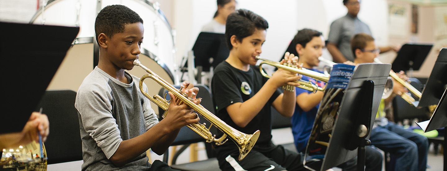 Students in band class