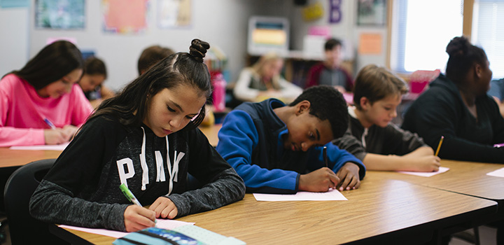 Students working in class