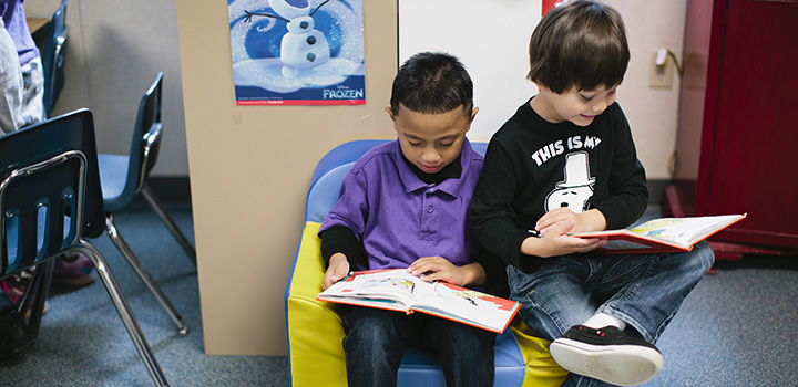 Students reading together