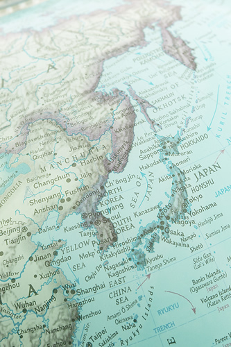 Image of globe, focusing on the beautiful island nation of Japan.  