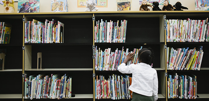 Student in library