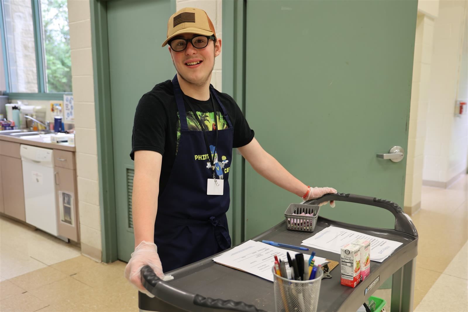 student working at pop up shop