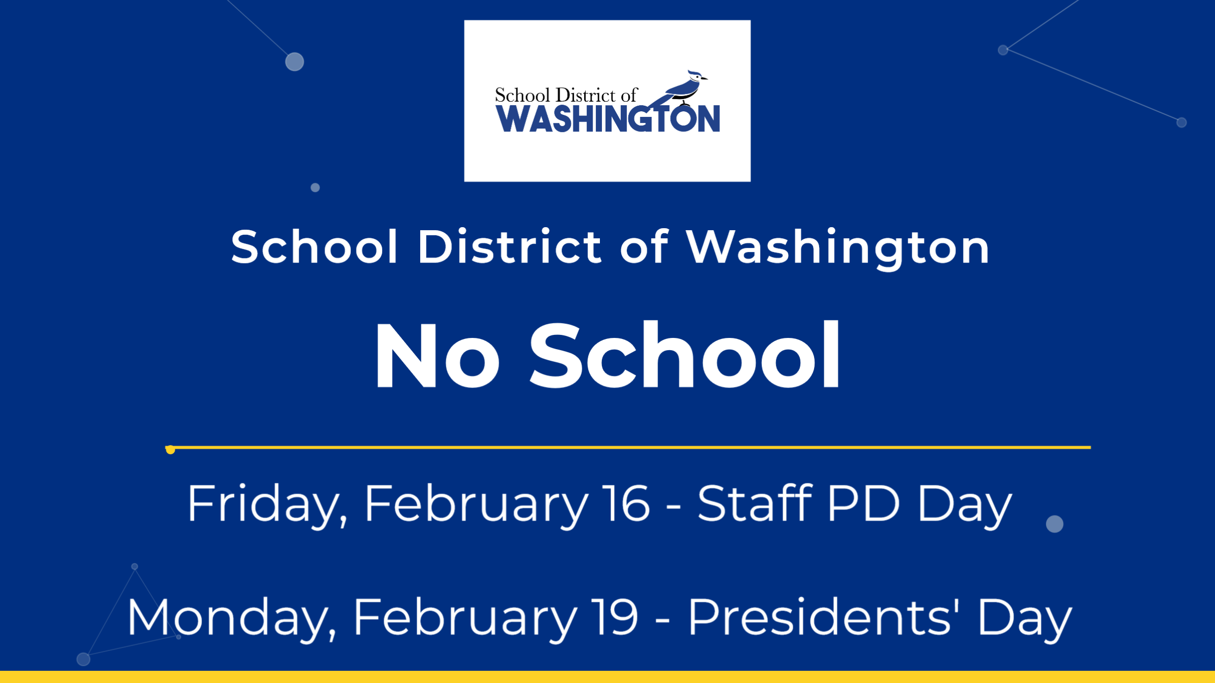 No School February 16, 19