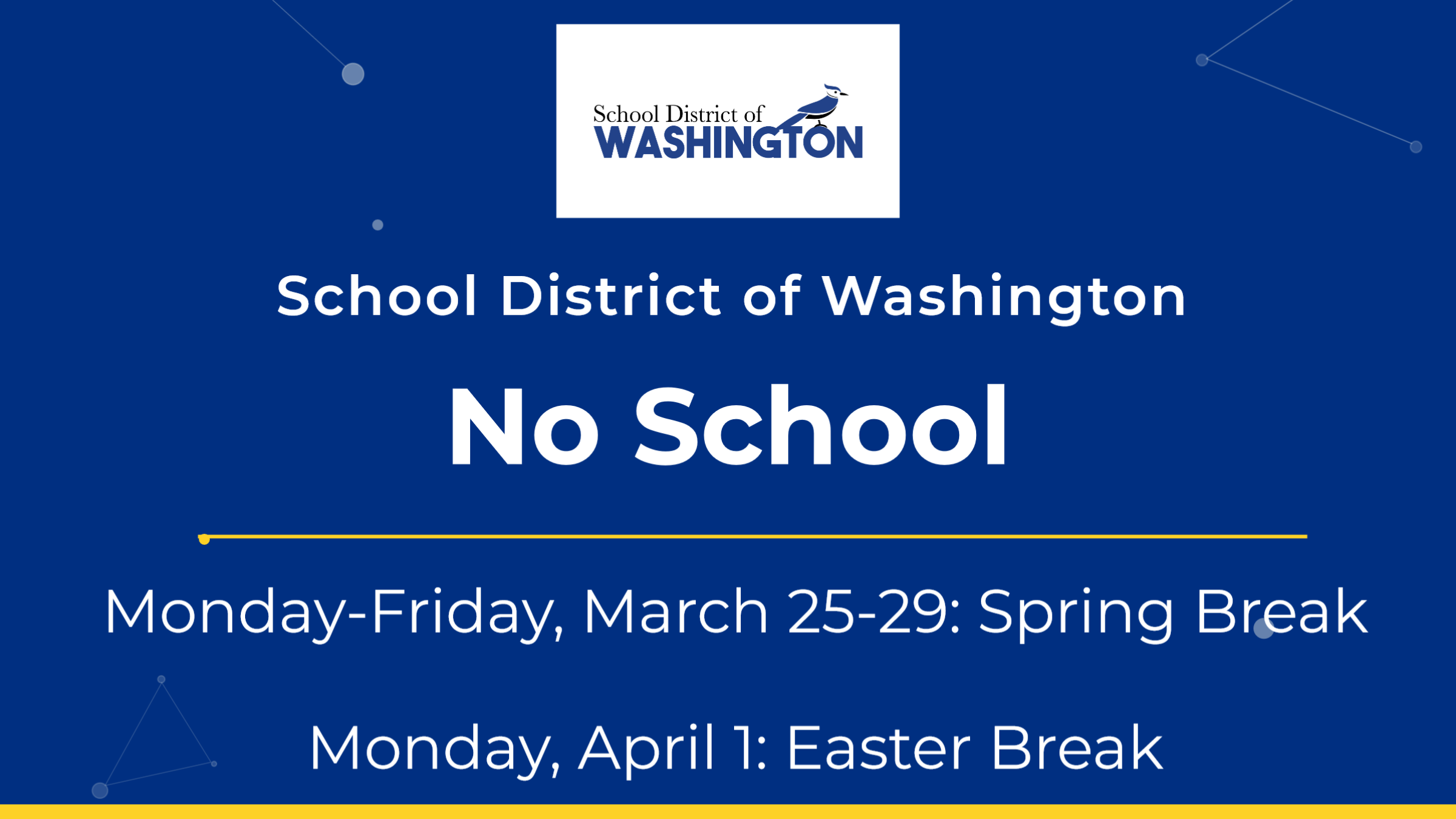 No School March 25-29; April 1