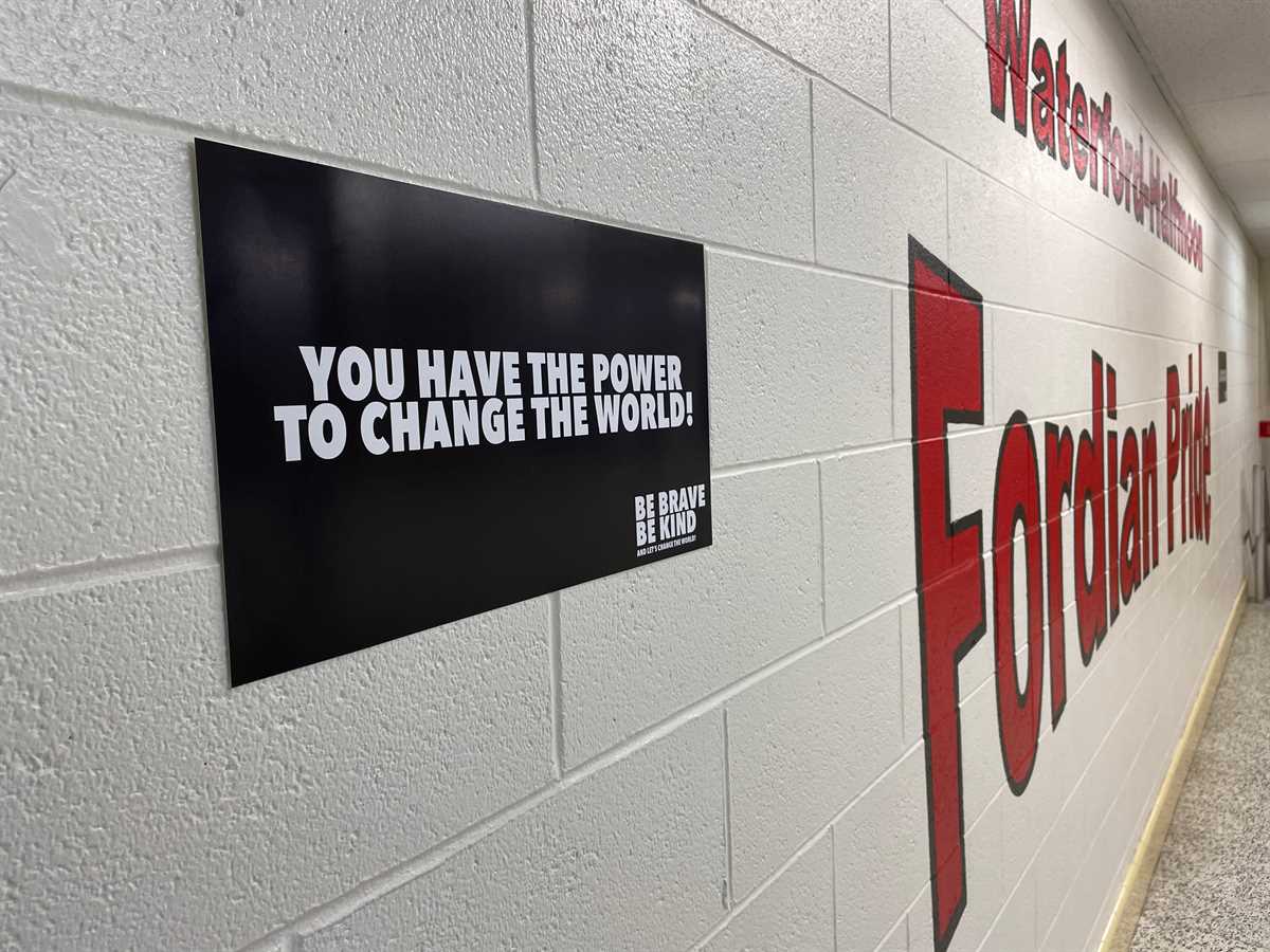 Kindness posters in school hallway