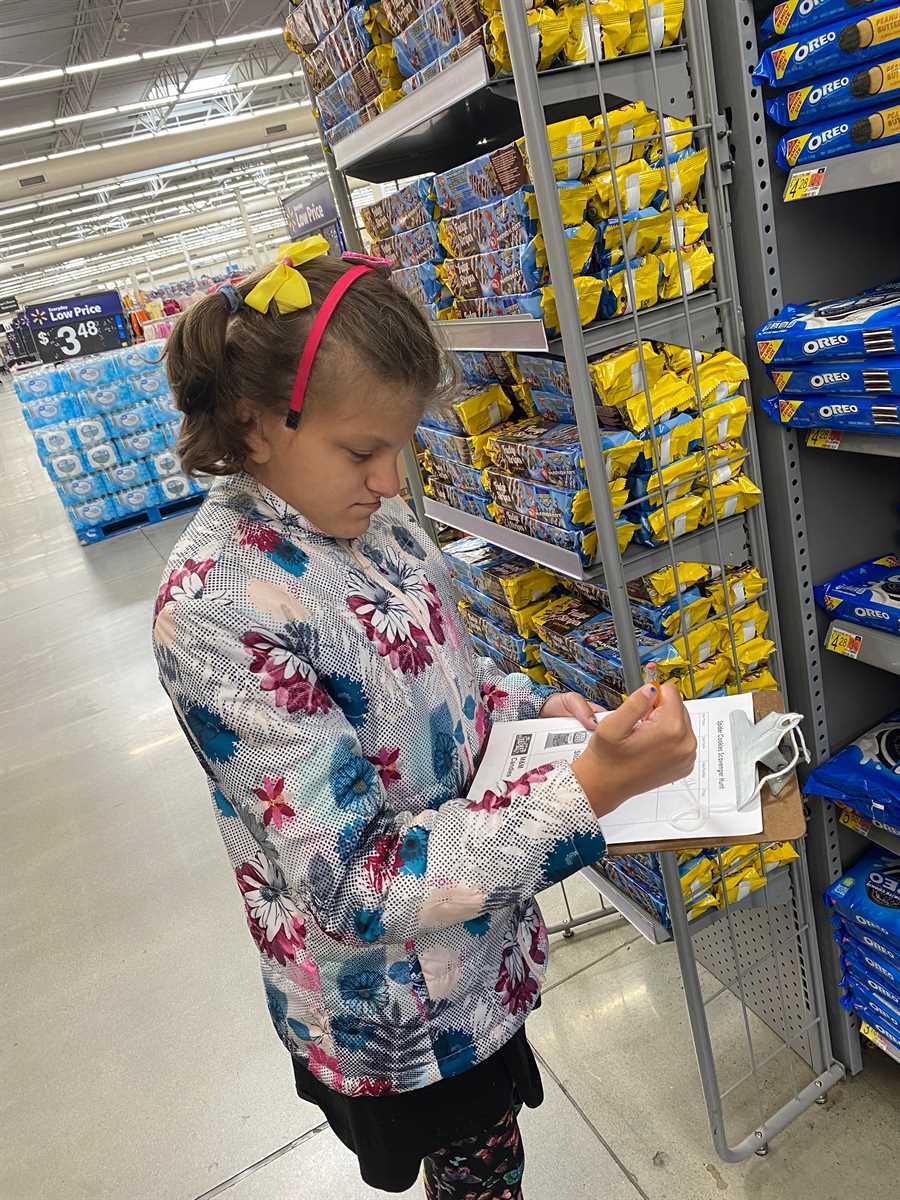 Student reviews items on shopping list