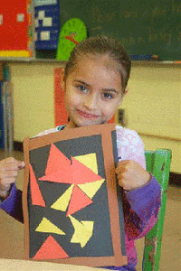 student showing art