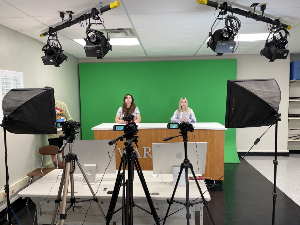 Journalism students put together the first episode of WarriorTV for the 2021-22 school year