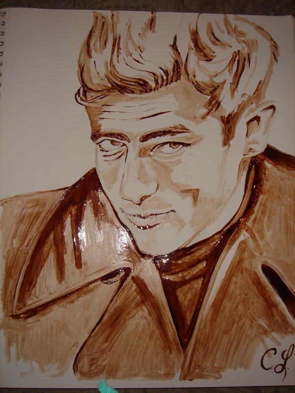 Sepia-tone artwork of a man created using a mystery medium