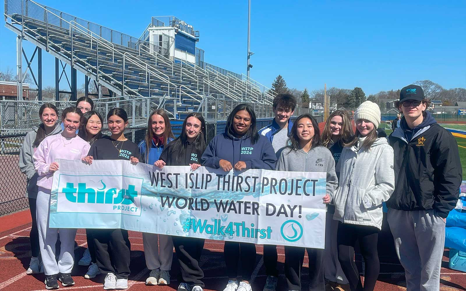 West Islip students who are part of the West Islip Thirst Project spent the afternoon of March 23 walking the West Islip High School track to celebrate World Water Day.