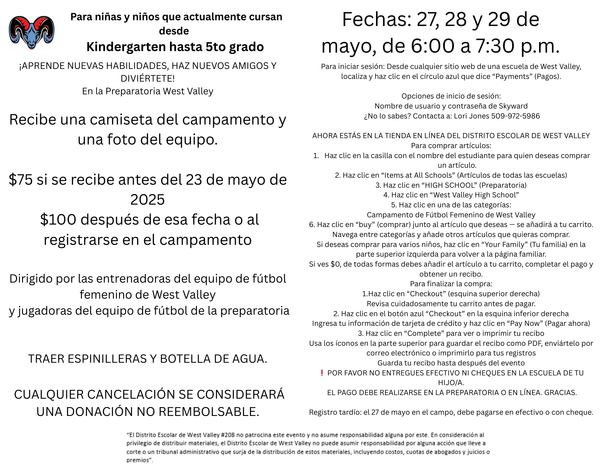 Flyer in Spanish