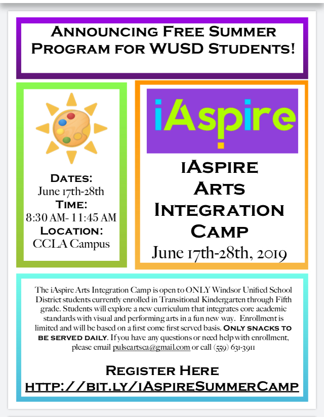 Flier for iASPIRE Summer Camp (in English)