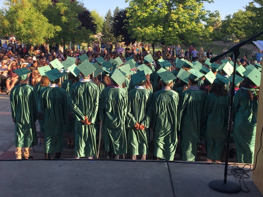 CCLA students facing their families for the pledge