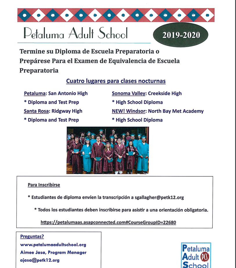 Diploma Completion Information in Spanish