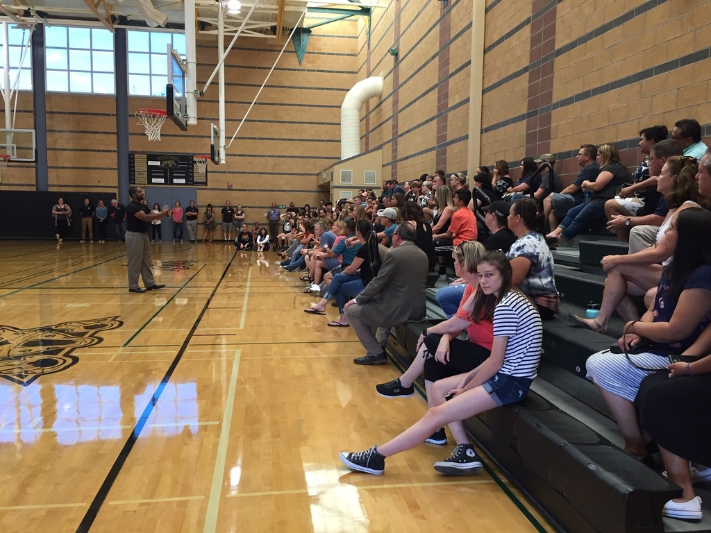 Dr. Collins Greeting the Community in WHS small Gym