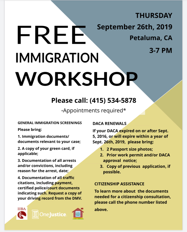 Advertisement for Free Immigration Workshop (English)