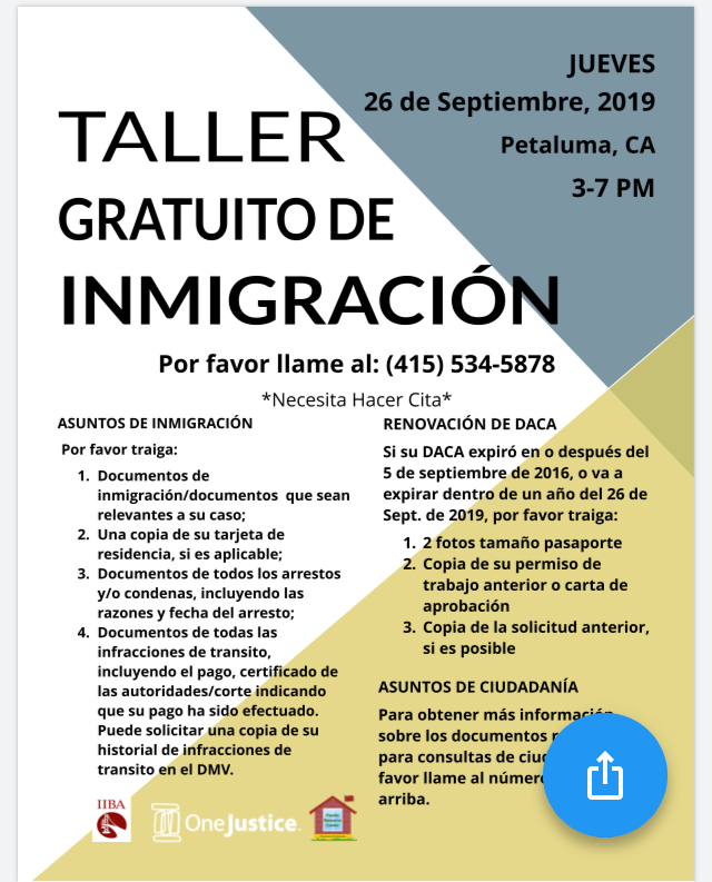 Advertisement Free Immigration Workshop (Spanish)