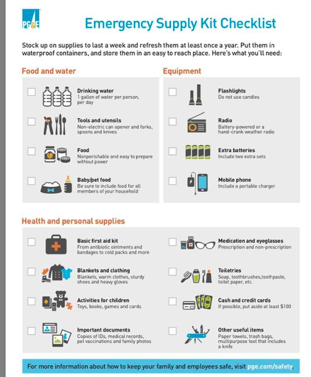 Picture of PB&E Emergency Suppl Checklist