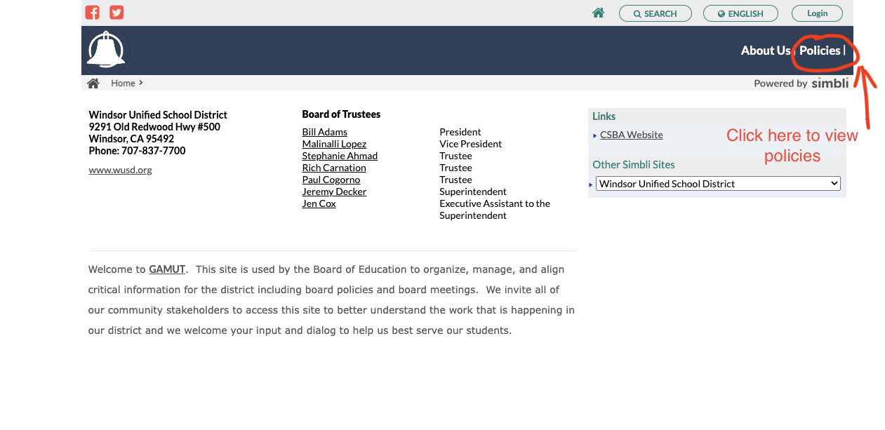 how to view board policies