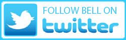 Twitter logo with "Follow Bell on Twitter"