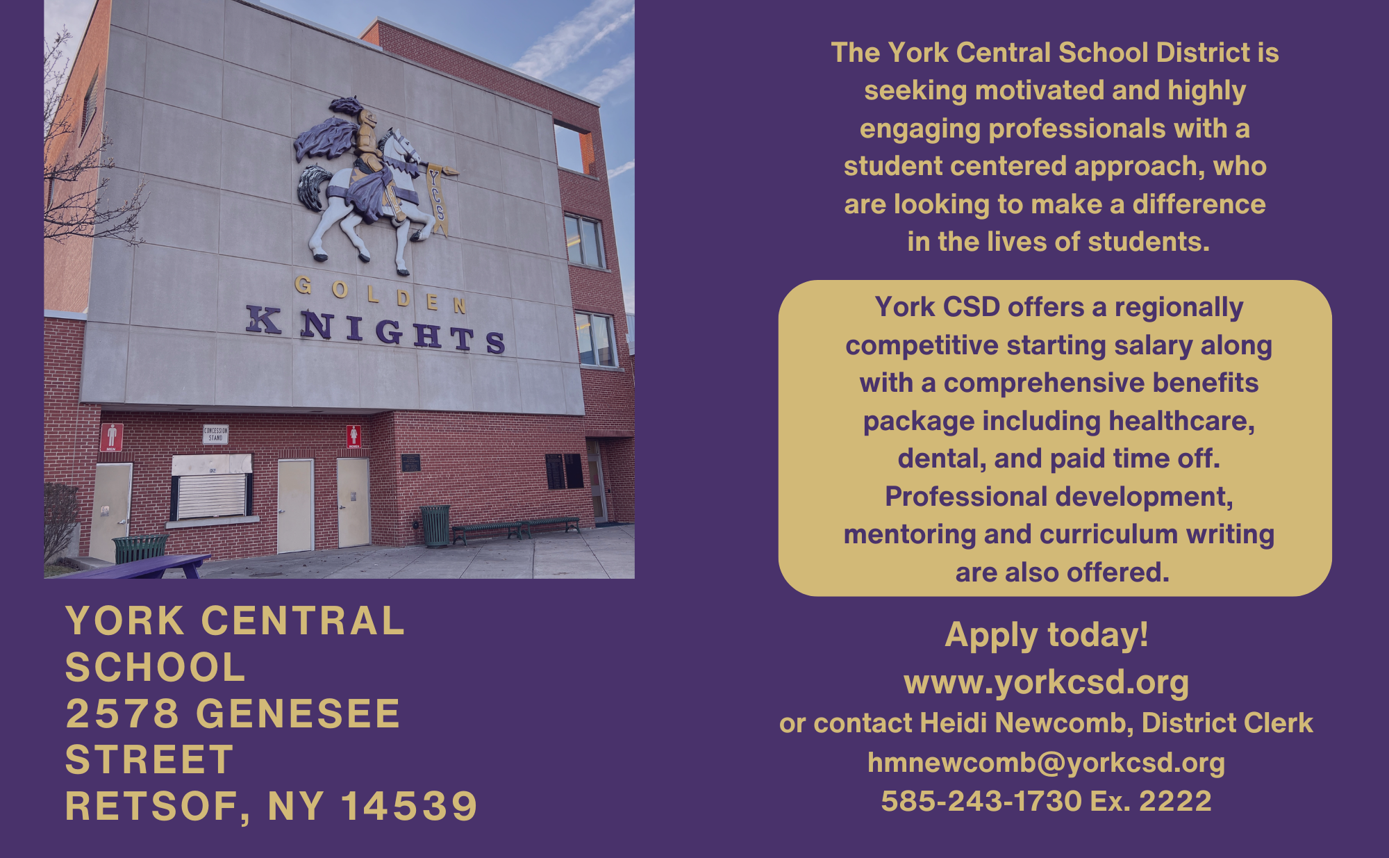 Employment at York Central School Page 2