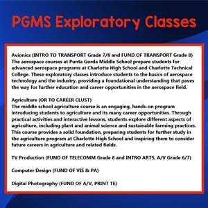 Exploratory Classes offered at PGMS