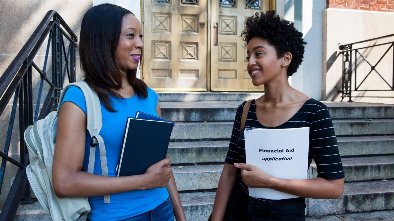 students with financial aid folder