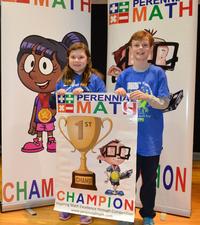 a girl and a boy hold a sign that says 1st place