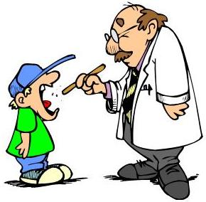 Doctor examining child's throat