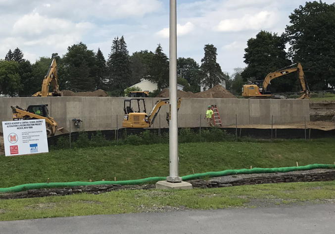 Resting Wall being built for the new stadium project