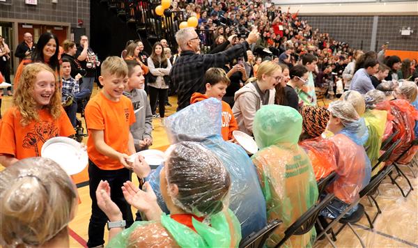  Pie time at the Q1 pep rally