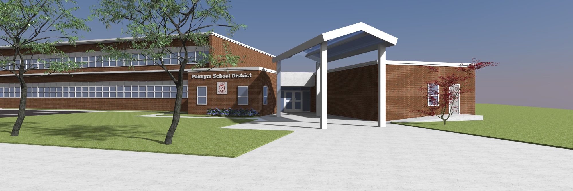 proposed rendering of new entry canopy at palmyra high school