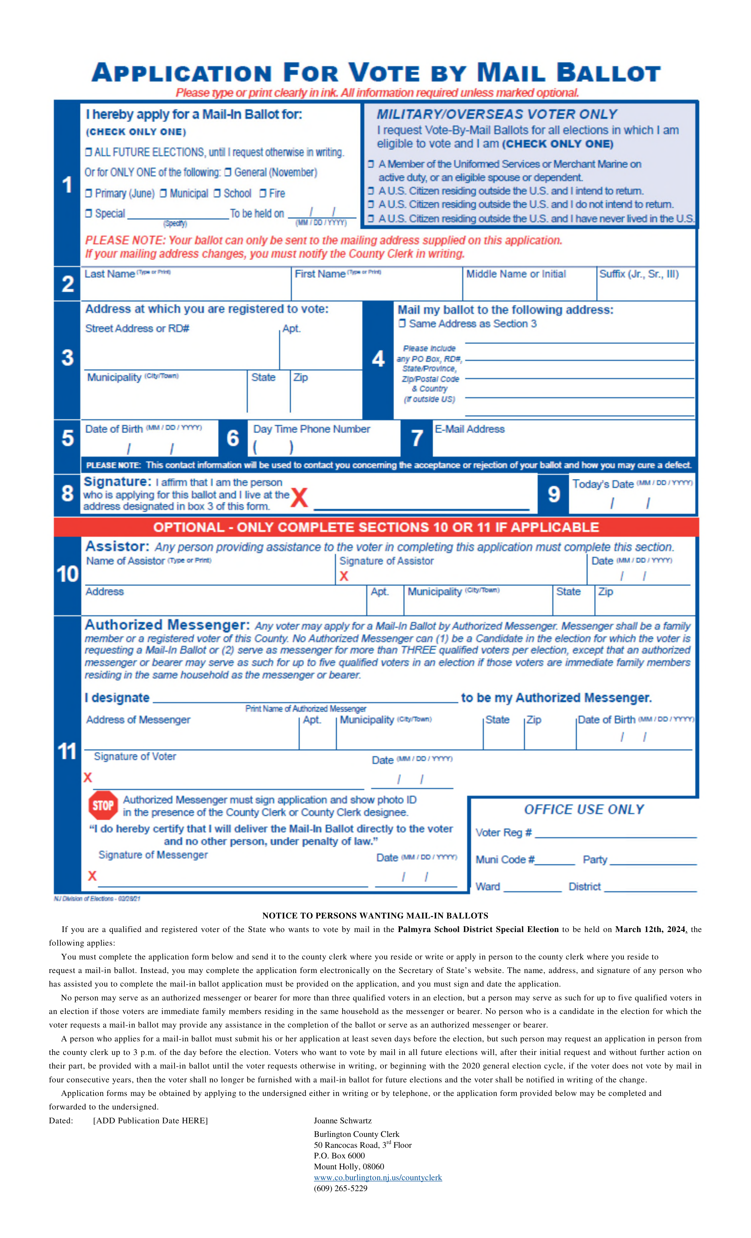 NJ vote by mail application