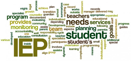 wordle with words from IEP student evaluations