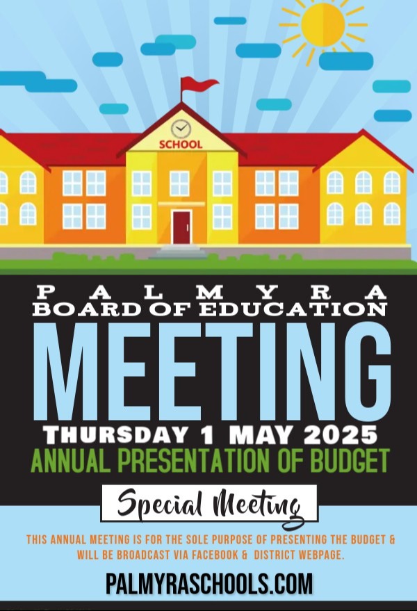 25budget Monthly Meeting of the BOE: showing school building with giant text
